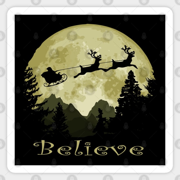 Santa Claus And Moon Believe Sticker by Nerd_art